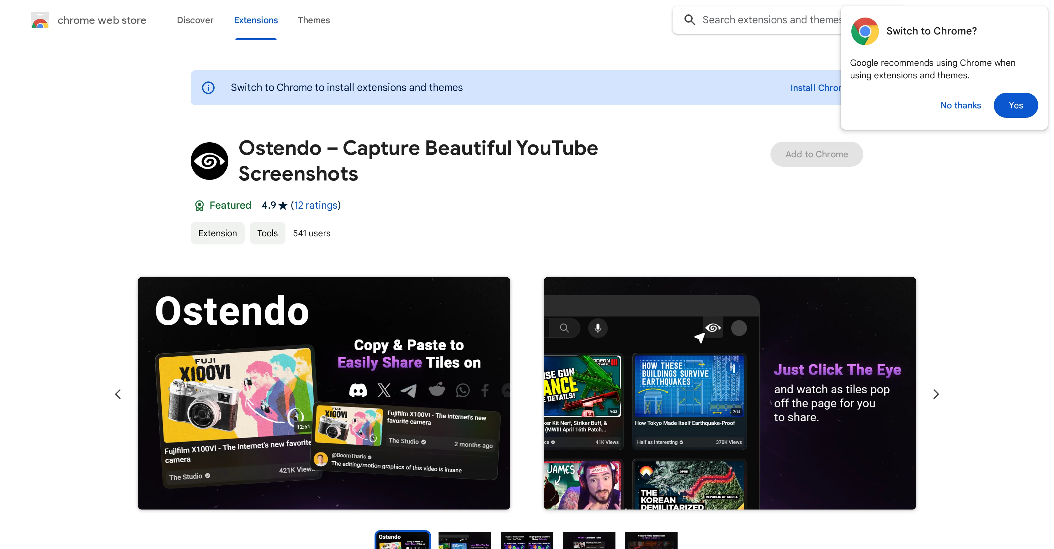 Ostendo  Capture Beautiful YouTube Screenshots website