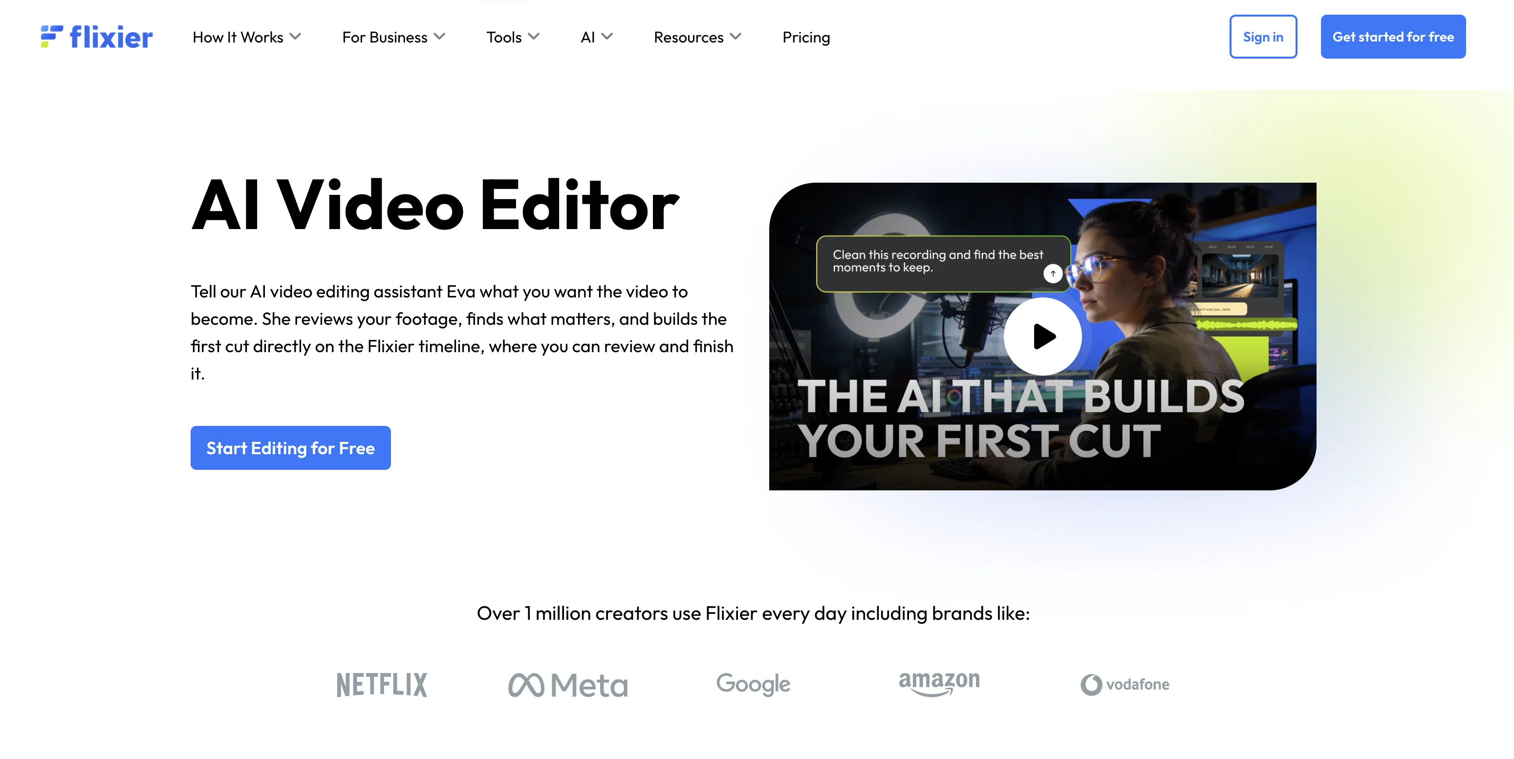 Flixier AI Video Editor website