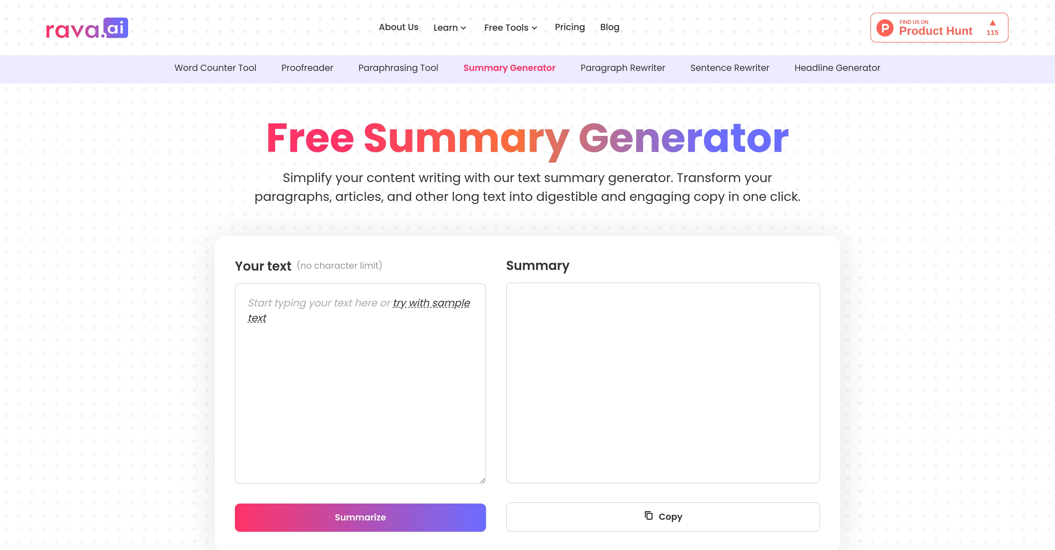 Rava AI website