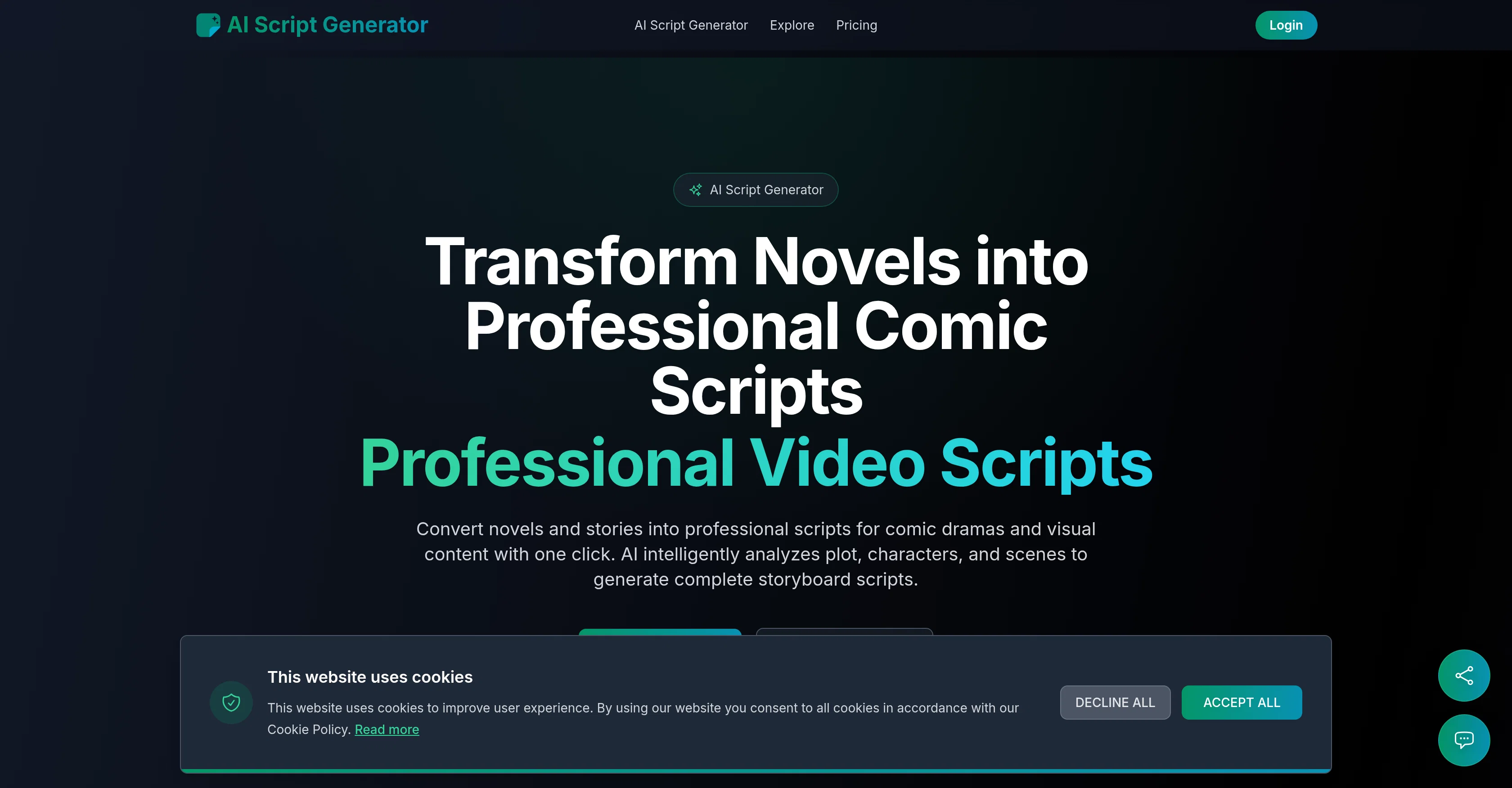 AI Script Generator website