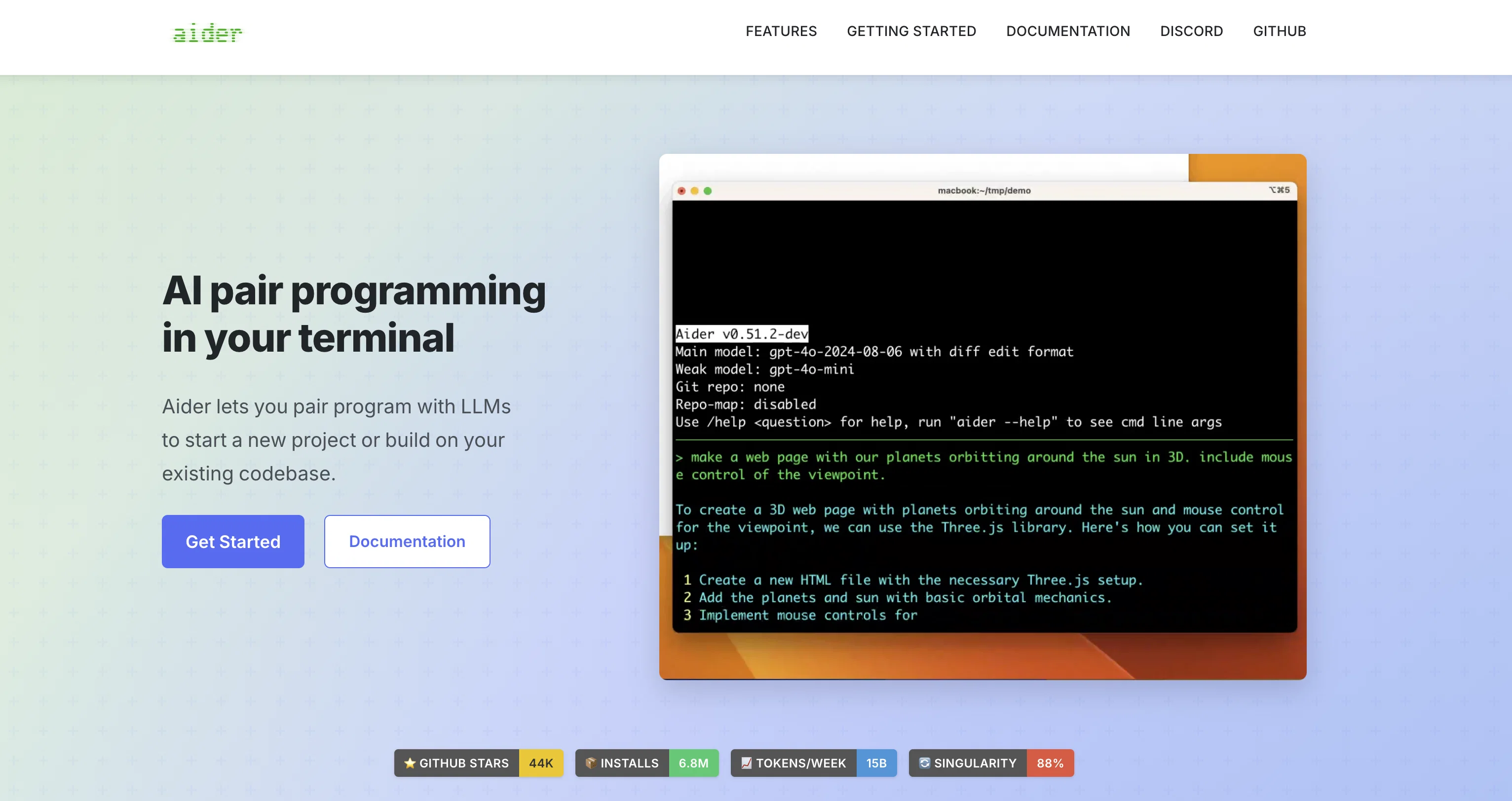 Aider Chat website