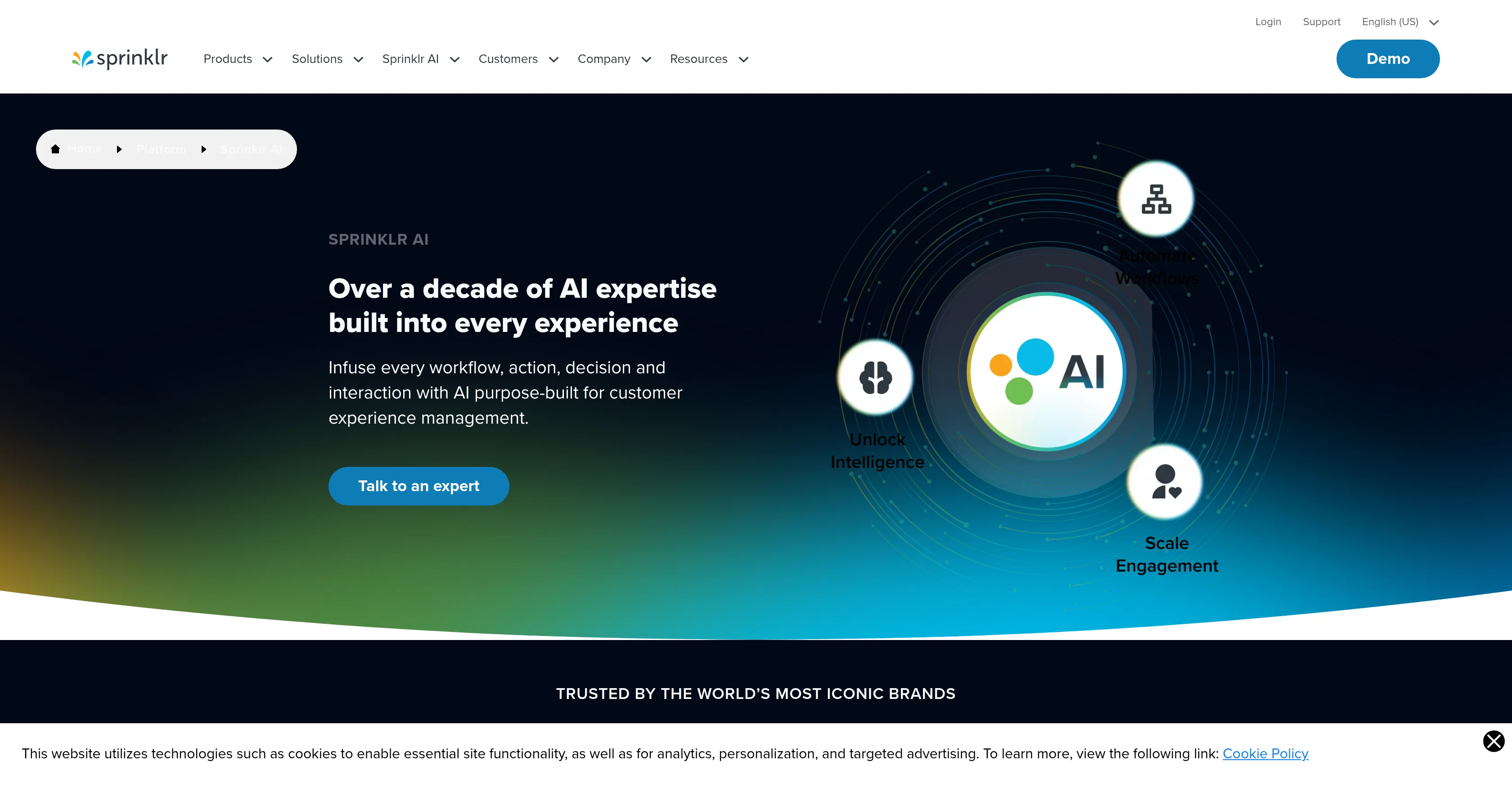 Sprinklr AI website