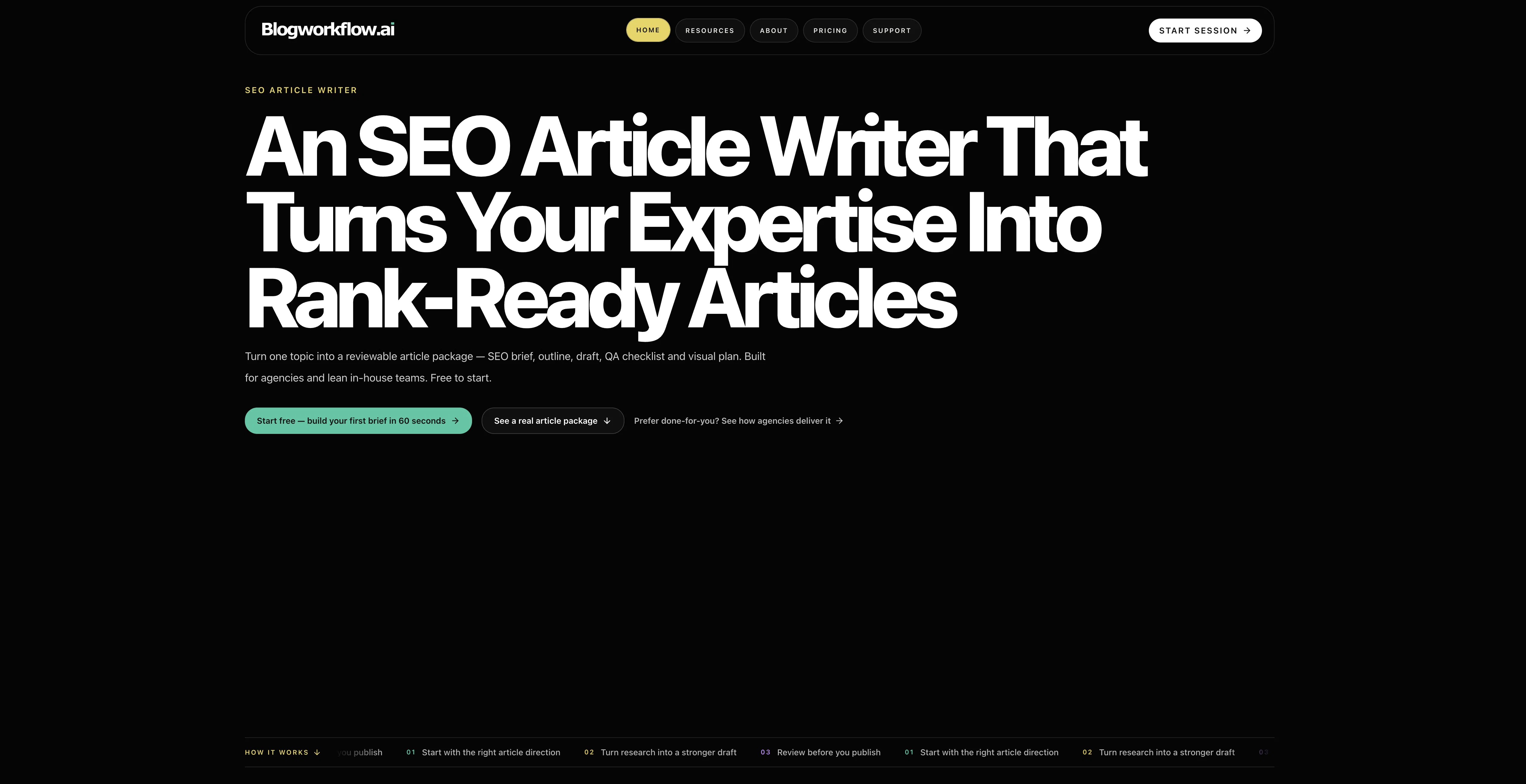 BlogWorkflow AI website