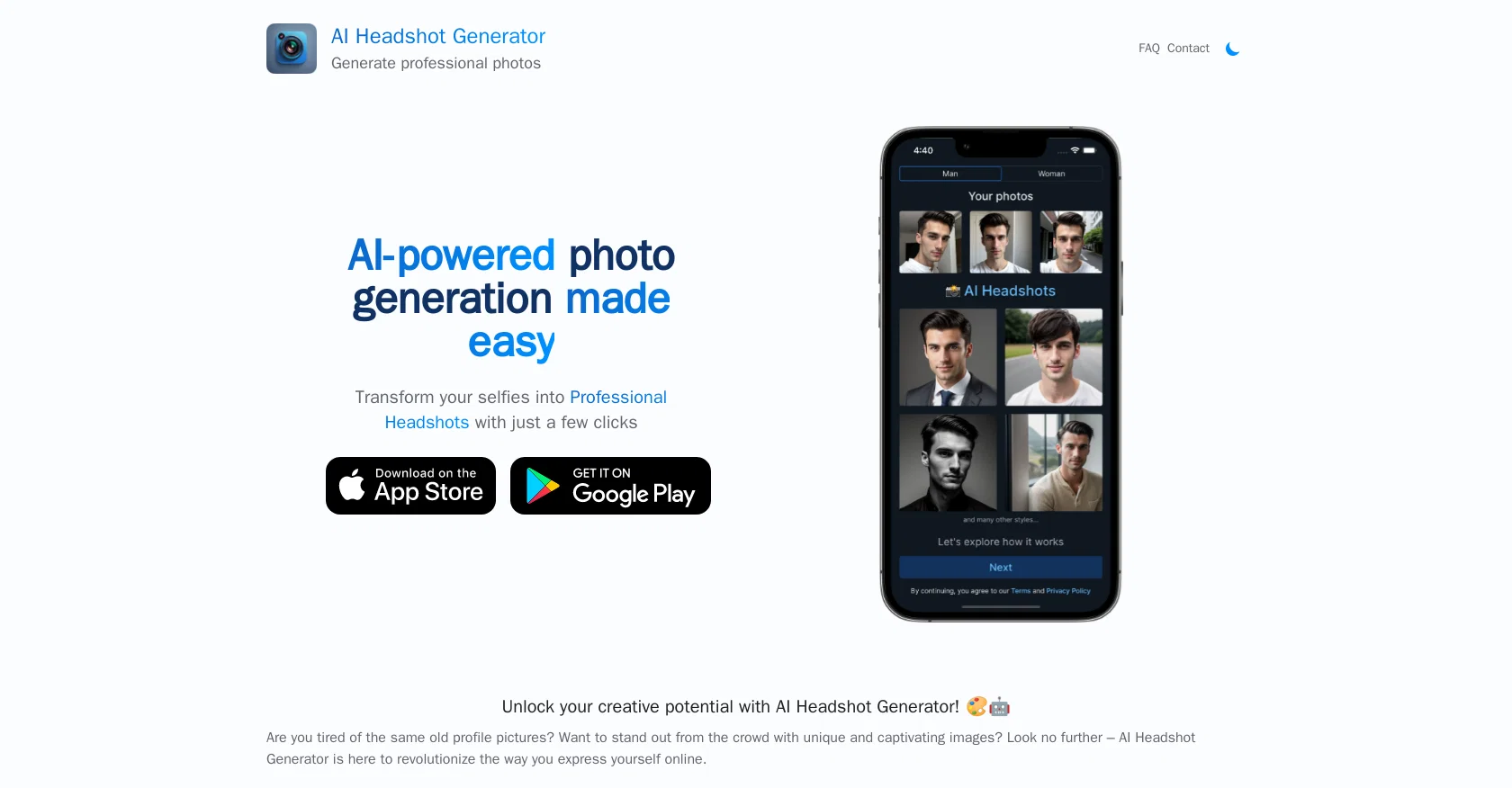AIHeadshotGenerator website