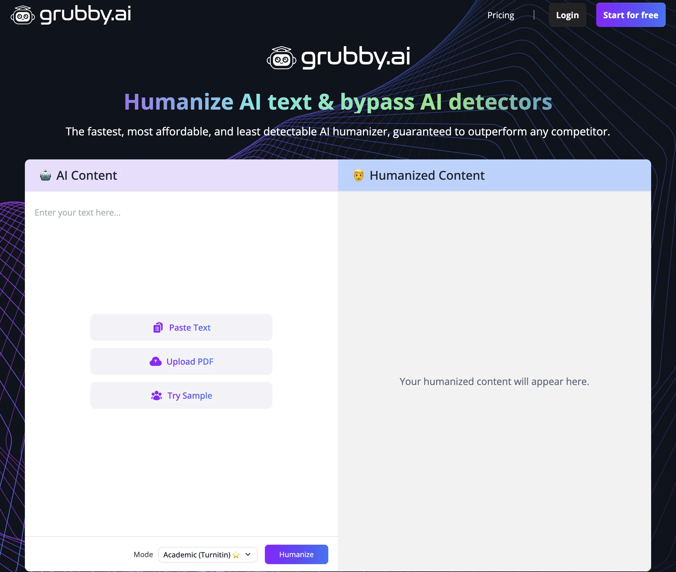 Grubby AI website