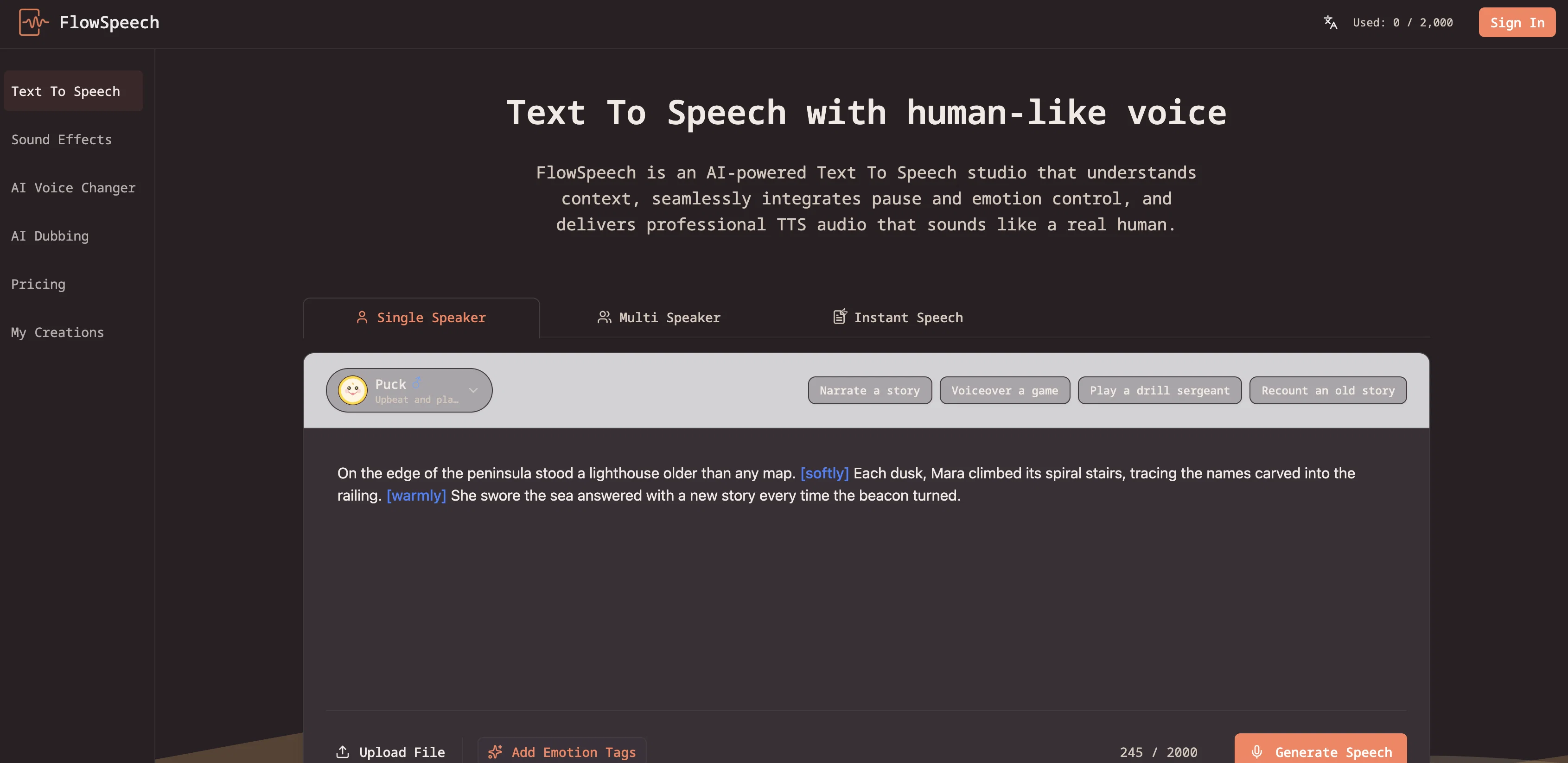 FlowSpeech website