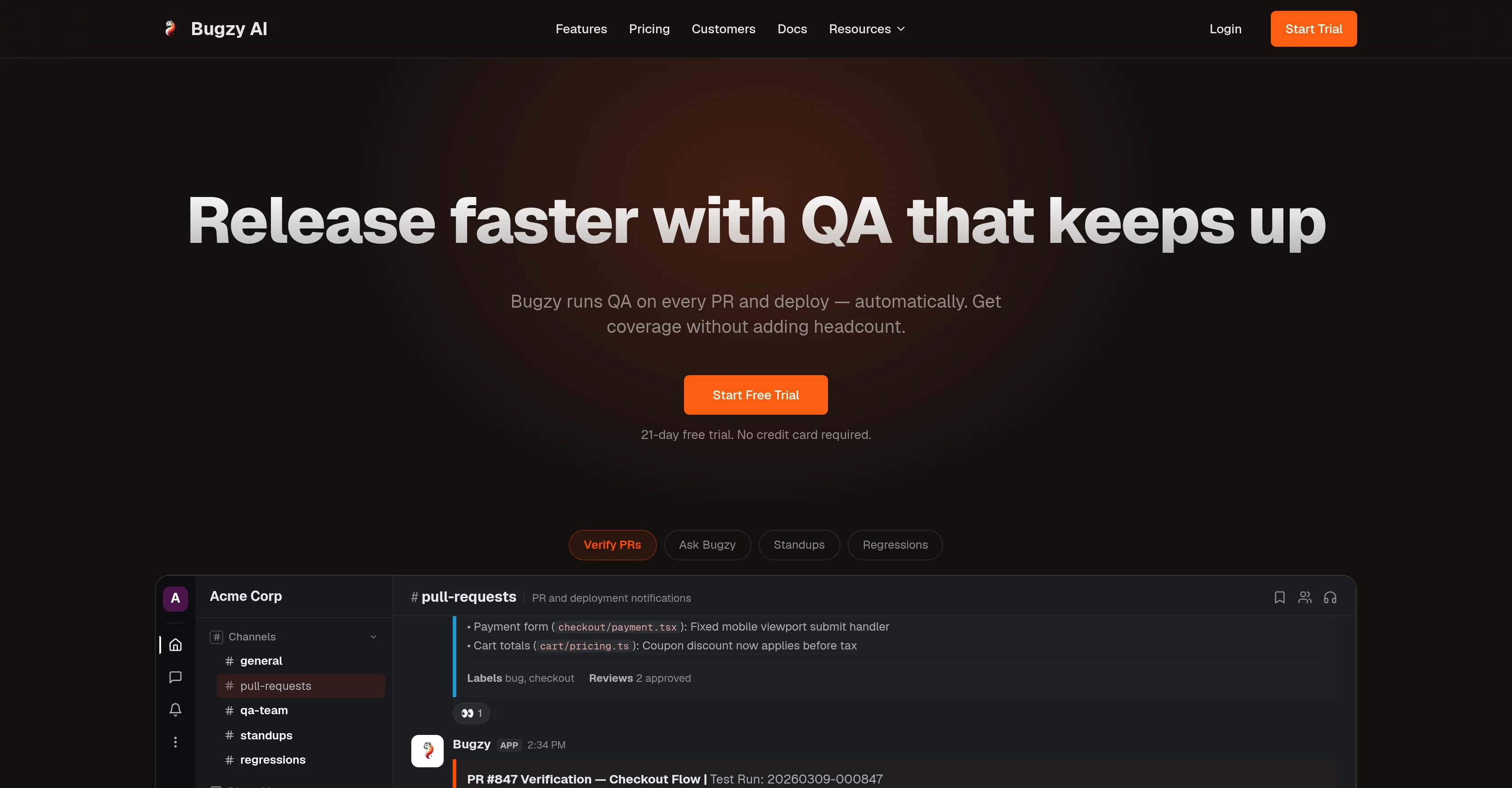 Bugzy AI website