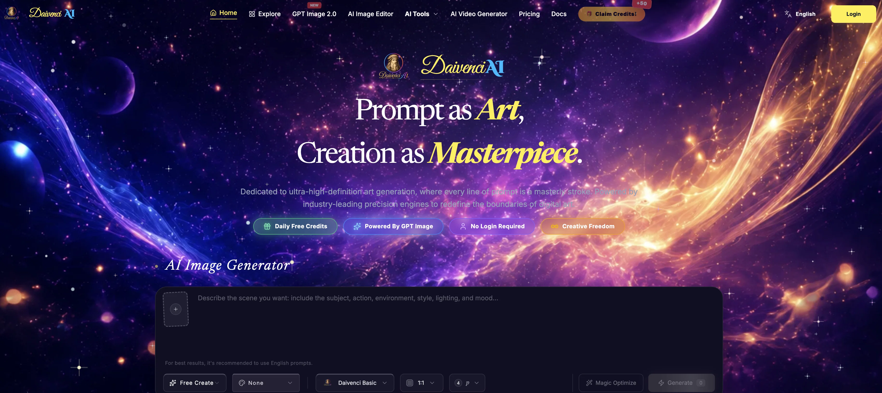 Daivenci AI website