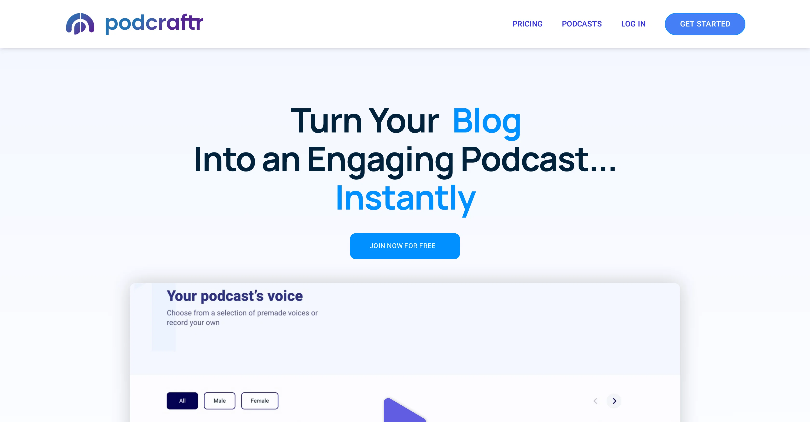 Podcraftr website