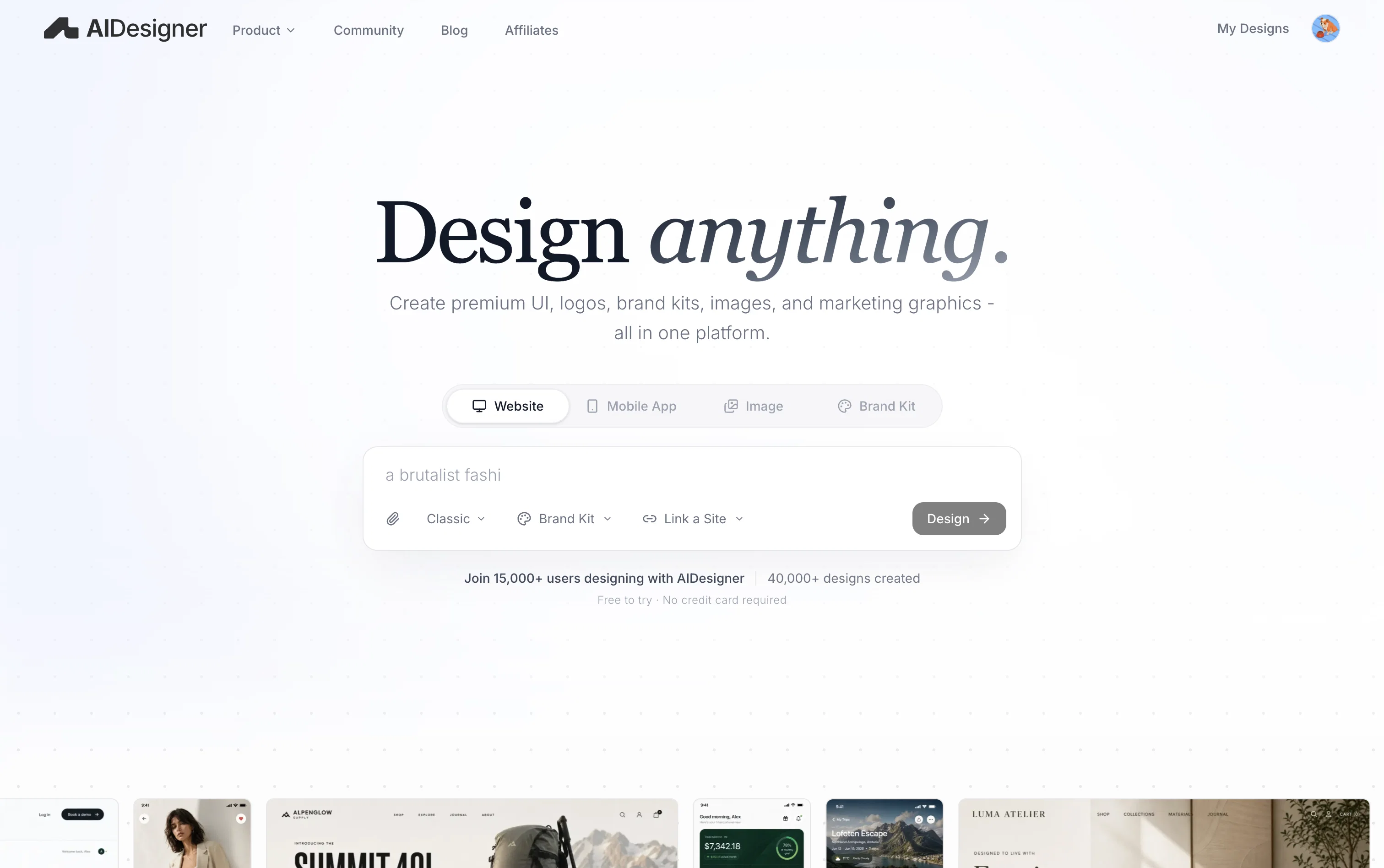 AI Designer website
