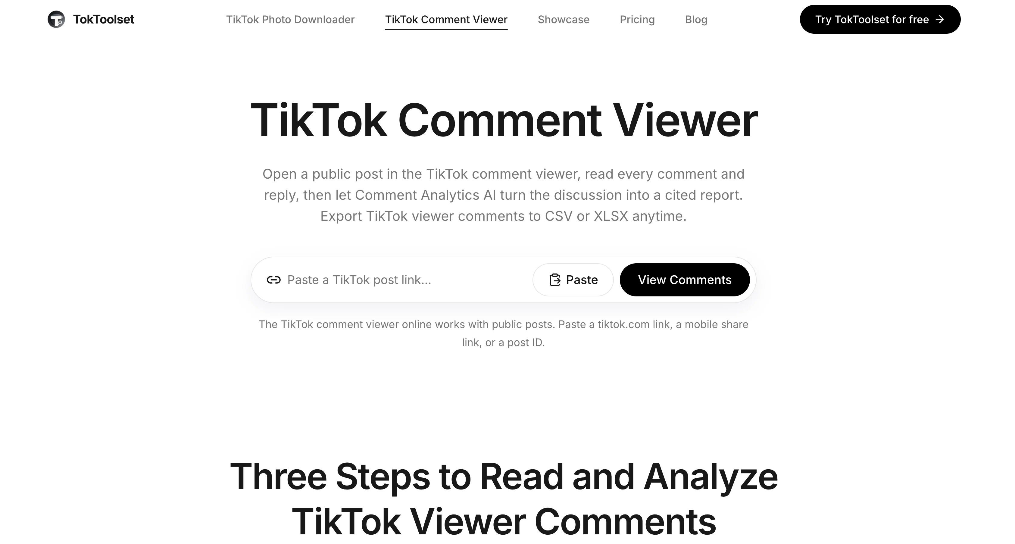 TokToolset | Comment Viewer website