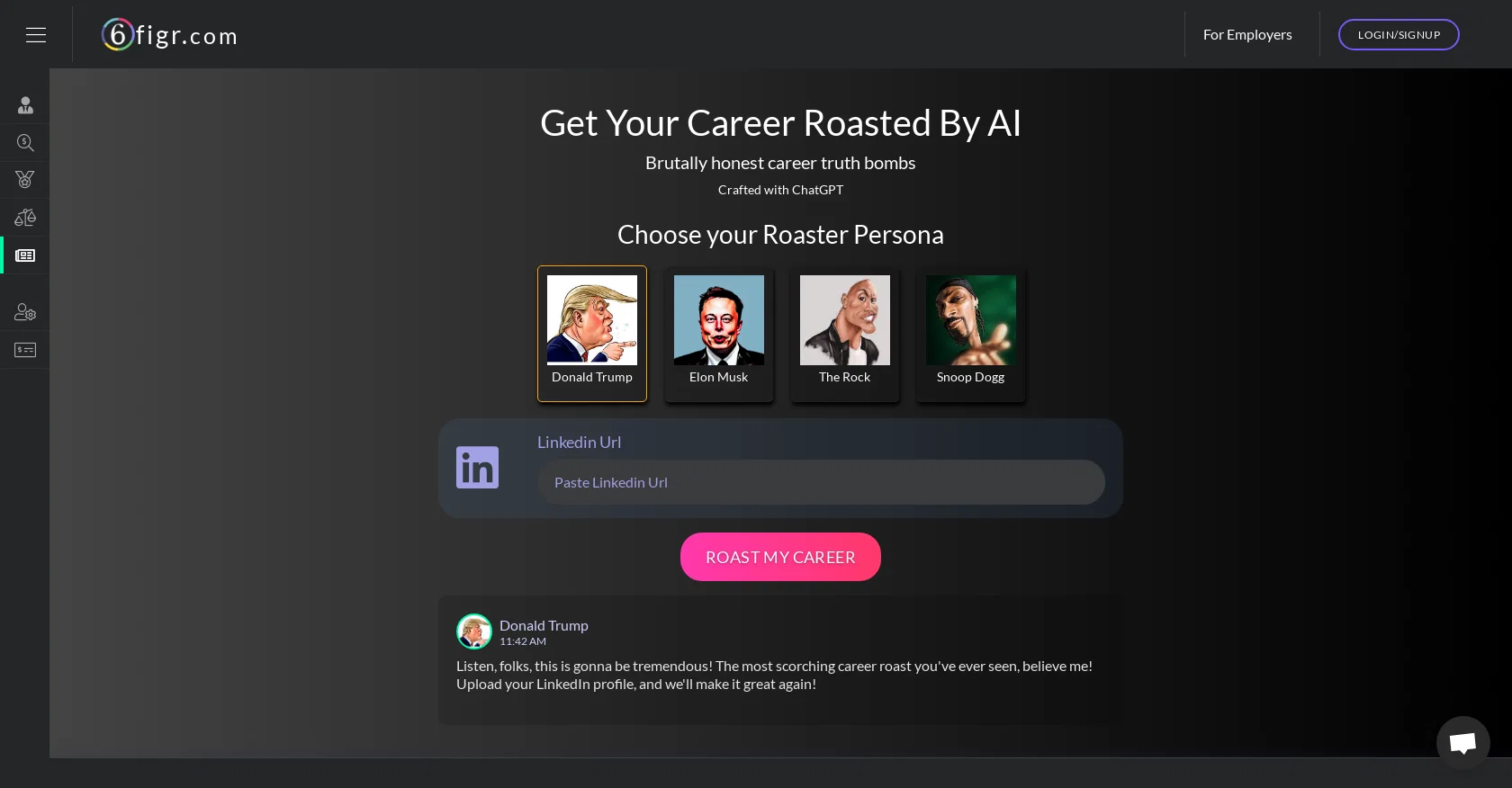 AI Roasts My Career - 6figr website
