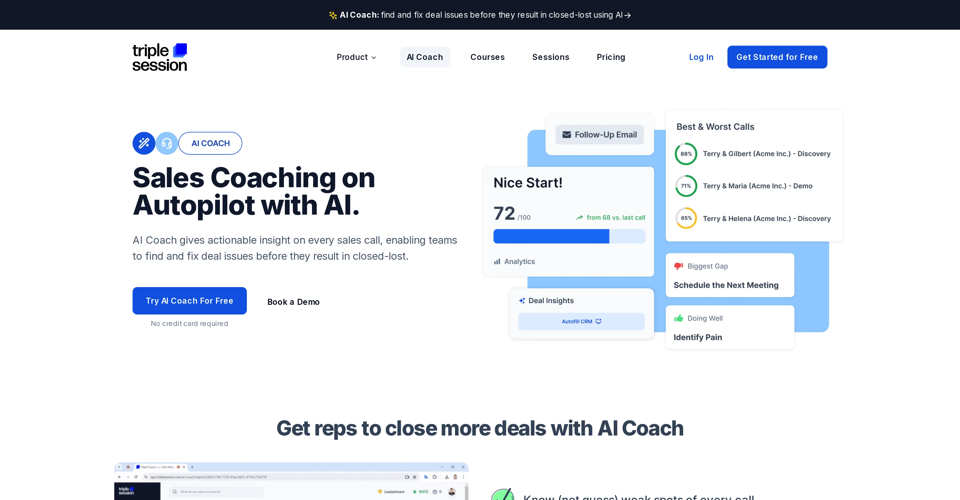 Triple Session - AI Coach website