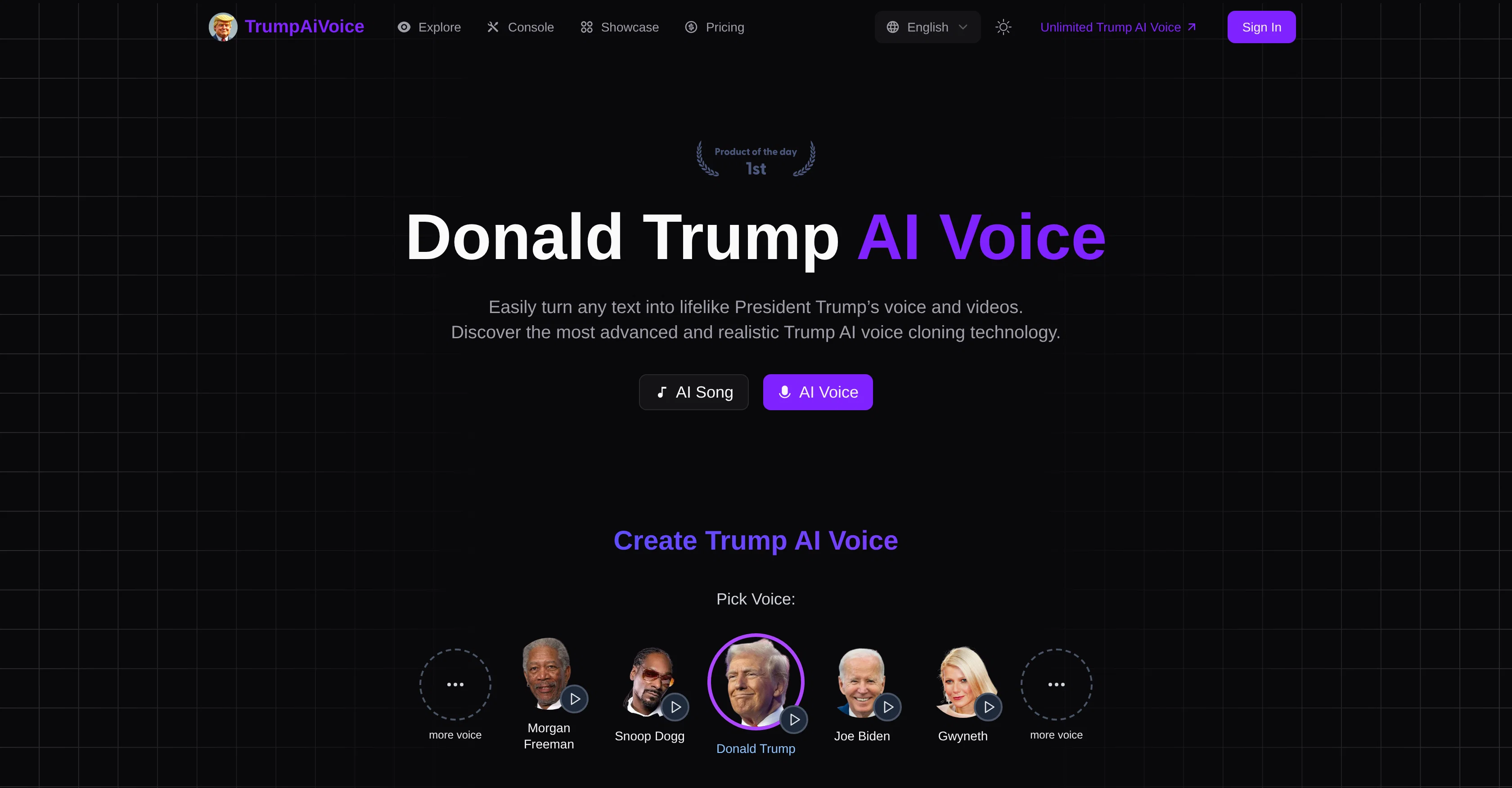TrumpAiVoice.net website