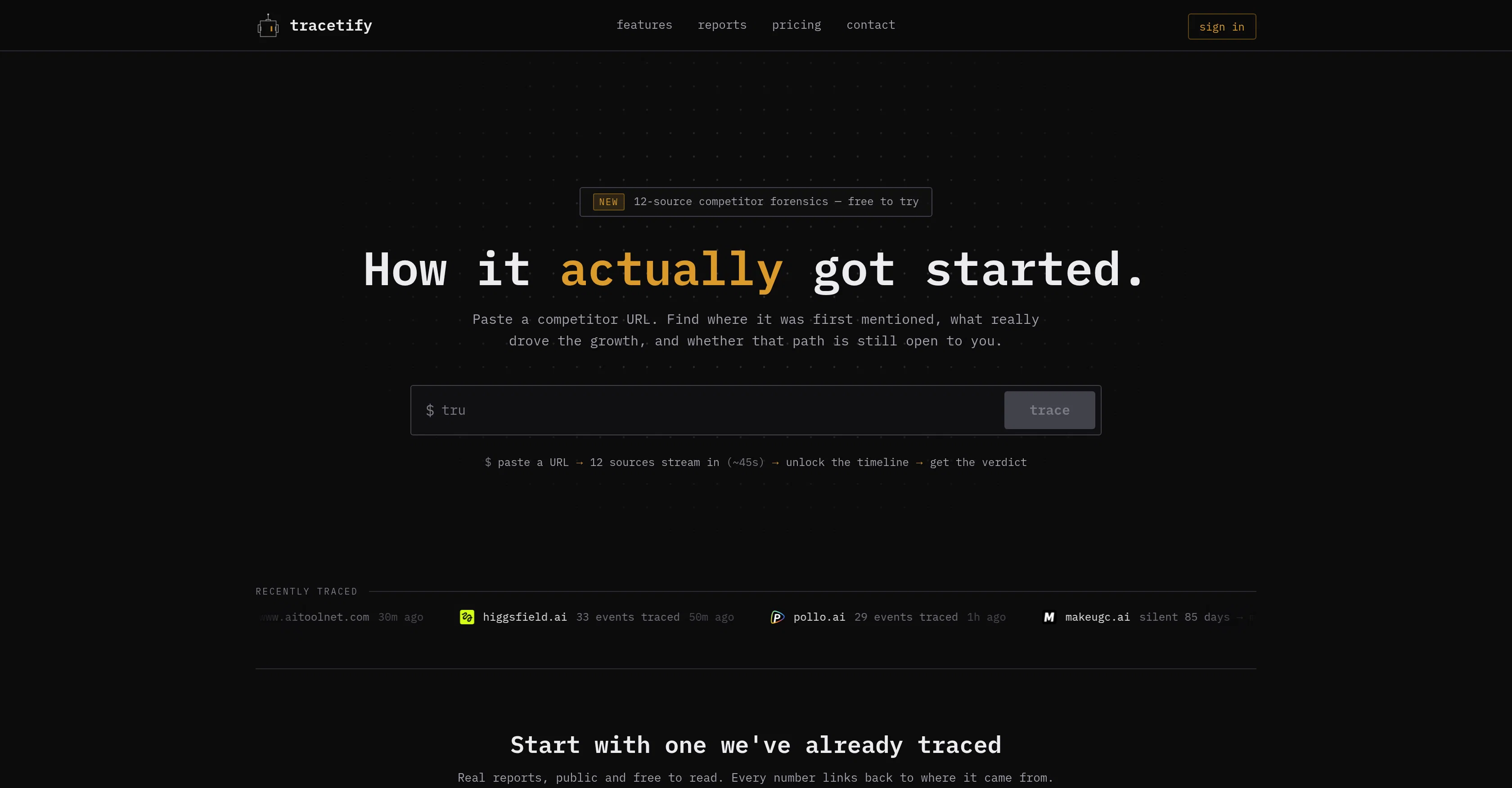 Tracetify website