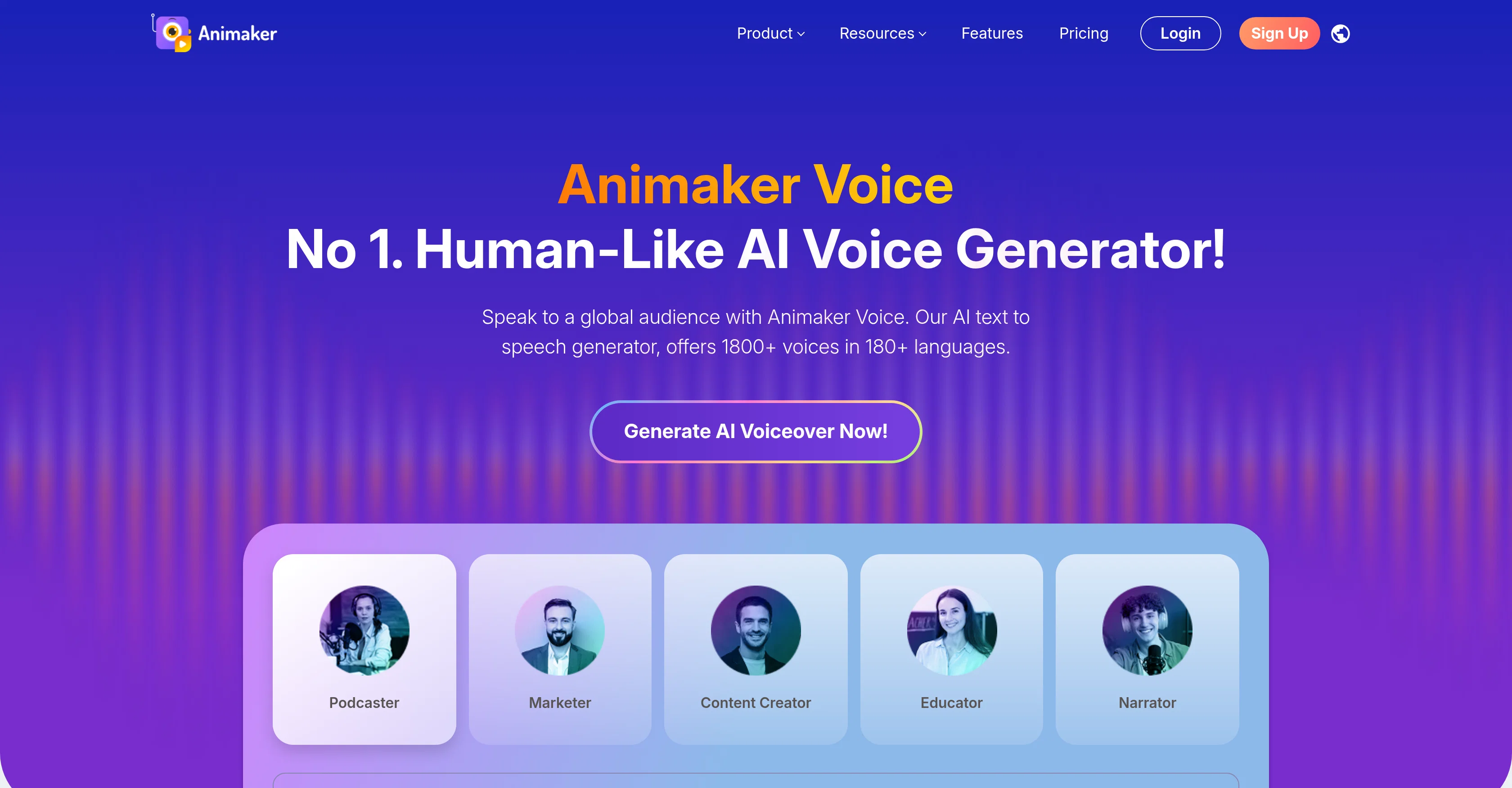 Animaker Voice Generator website